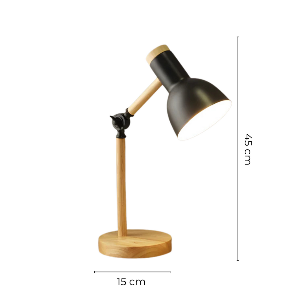 Modern Painted Iron and Wood Table Lamp | Adjustable Pivoting Shade for Bedside or Desk 5