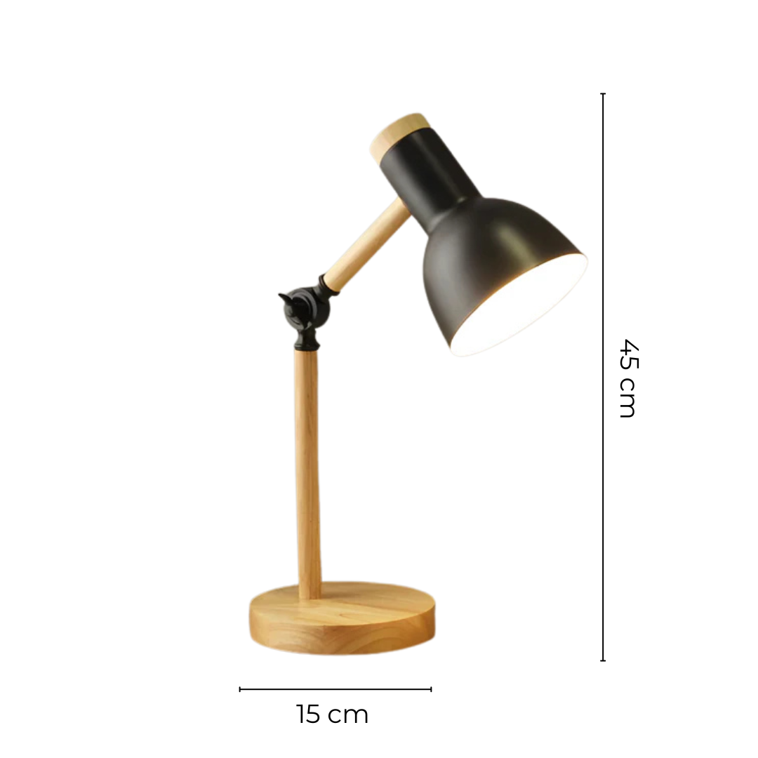 Modern Painted Iron and Wood Table Lamp | Adjustable Pivoting Shade for Bedside or Desk 5