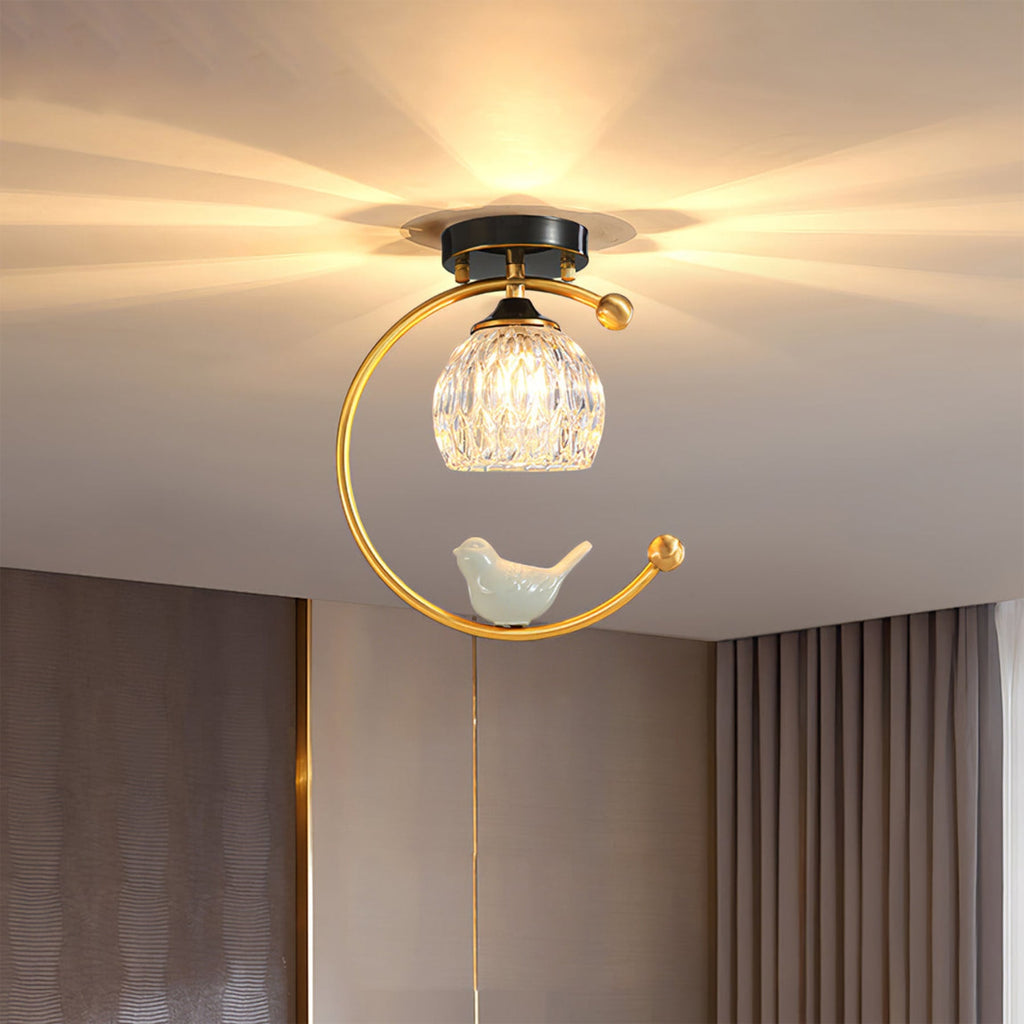 Modern Satin Brass Flush Mount Ceiling Light | Compact 23cm Fixture for Living Room 2