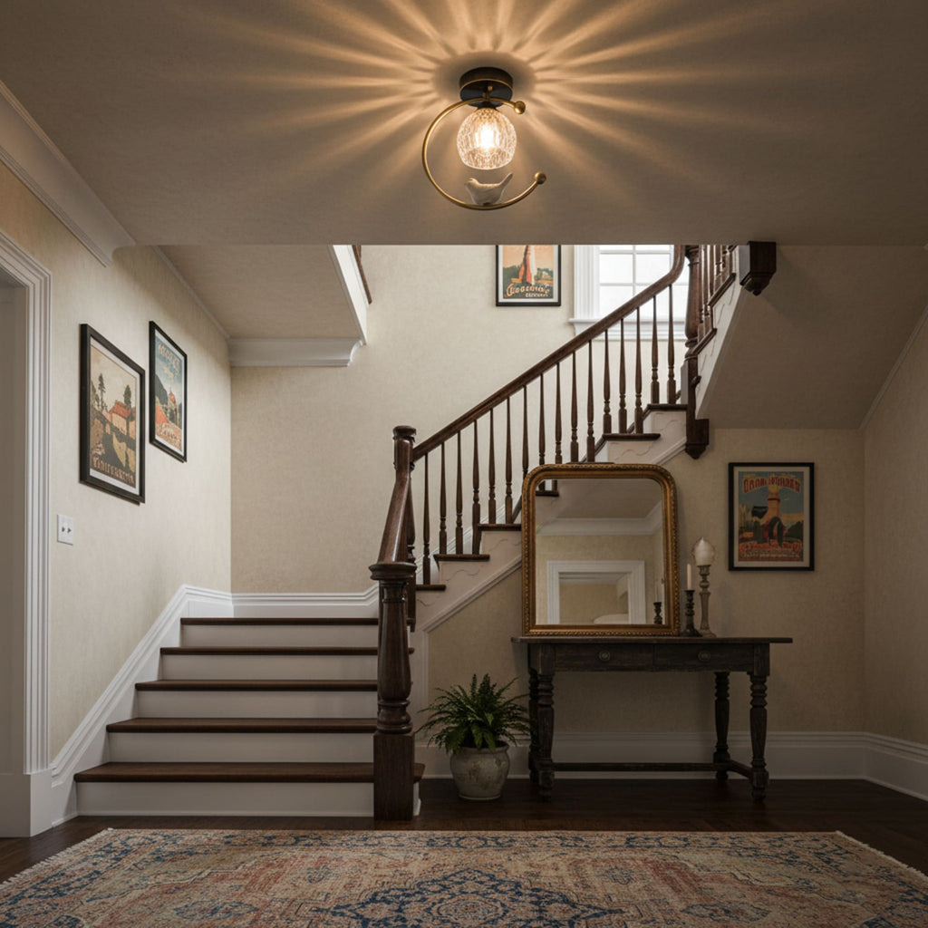 Modern Satin Brass Flush Mount Ceiling Light | Compact 23cm Fixture for Living Room 7