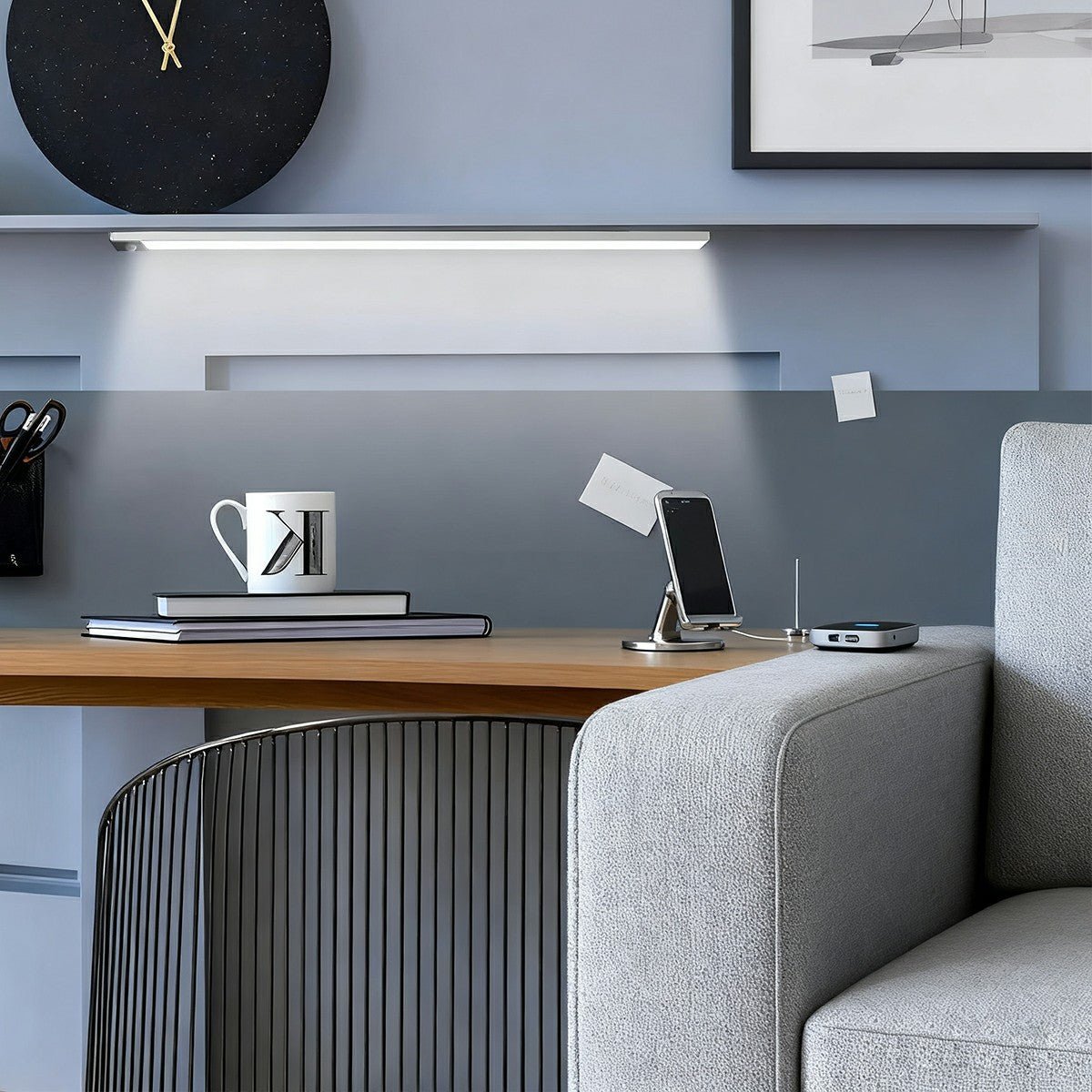 Modern Silver and Black Wireless Under Cabinet Lighting | Motion Sensor LED Light for Wardrobe 0
