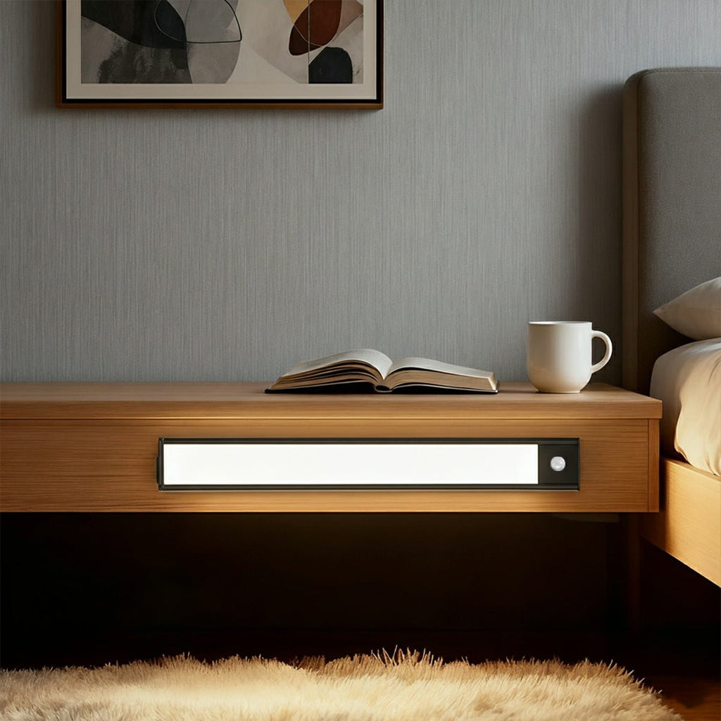 Modern Silver and Black Wireless Under Cabinet Lighting | Motion Sensor LED Light for Wardrobe 1