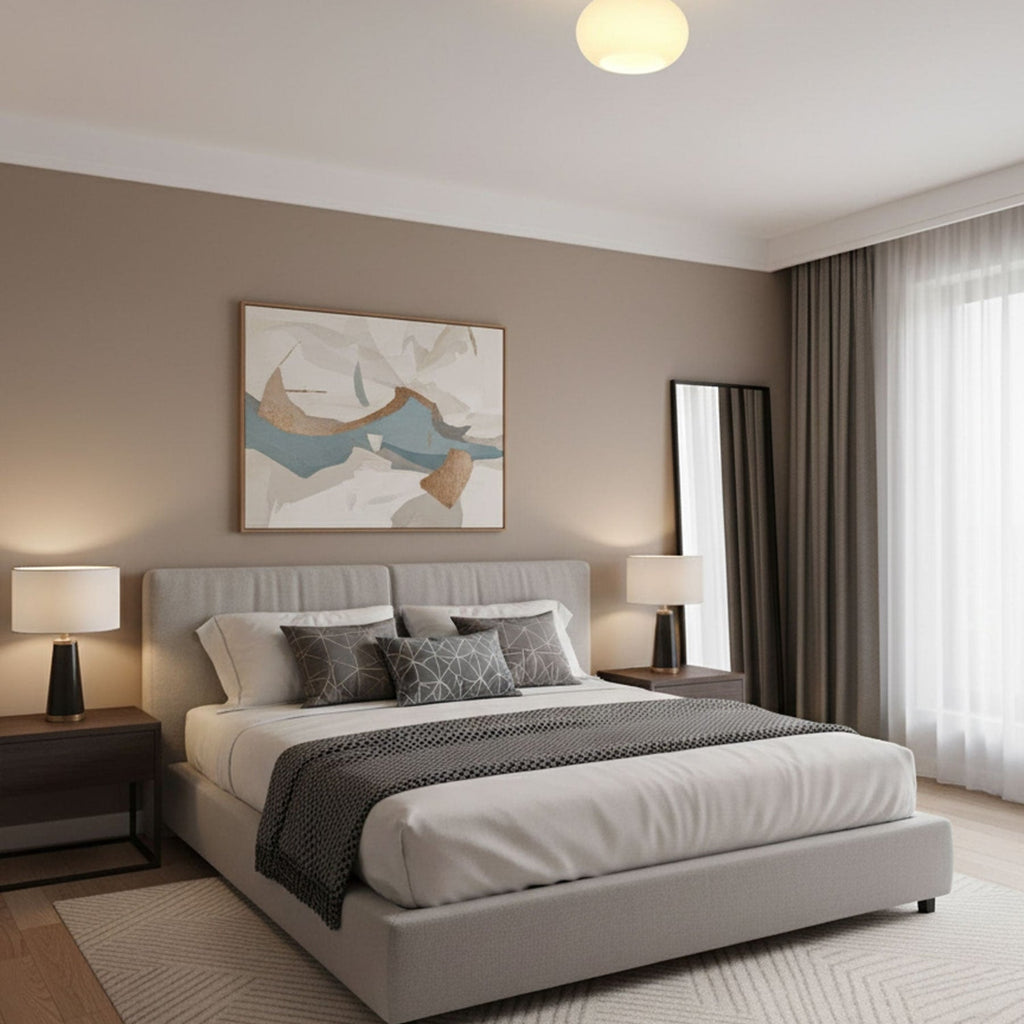 Modern Solid Wood and Iron Semi-Flush Ceiling Light | Frosted Glass Shade for Living Room 4