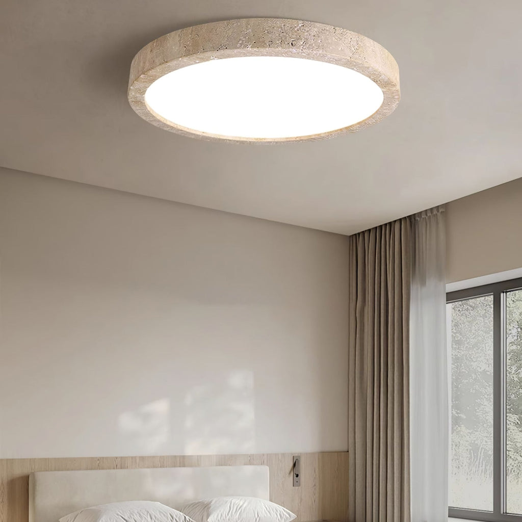 Modern Travertine Flush Mount Ceiling Light | Three-Colour LED Fixture for Living Room 3