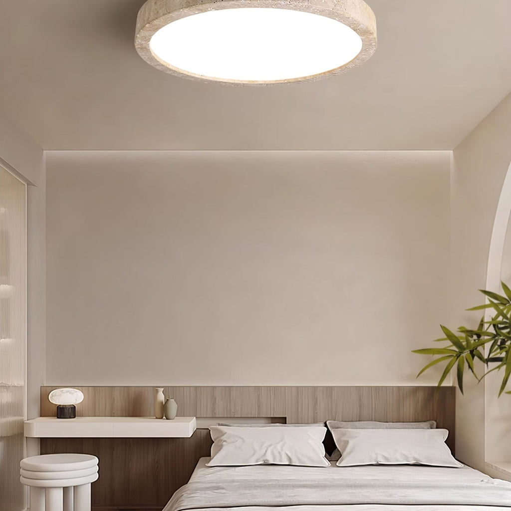 Modern Travertine Flush Mount Ceiling Light | Three-Colour LED Fixture for Living Room 4