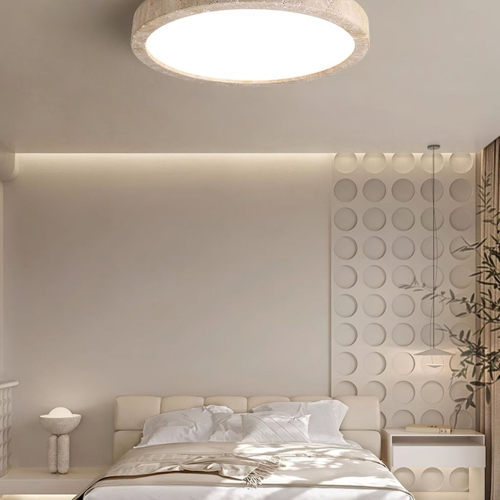 Modern Travertine Flush Mount Ceiling Light | Three-Colour LED Fixture for Living Room 5