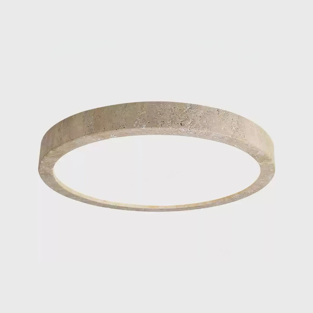 Modern Travertine Flush Mount Ceiling Light | Three-Colour LED Fixture for Living Room 6