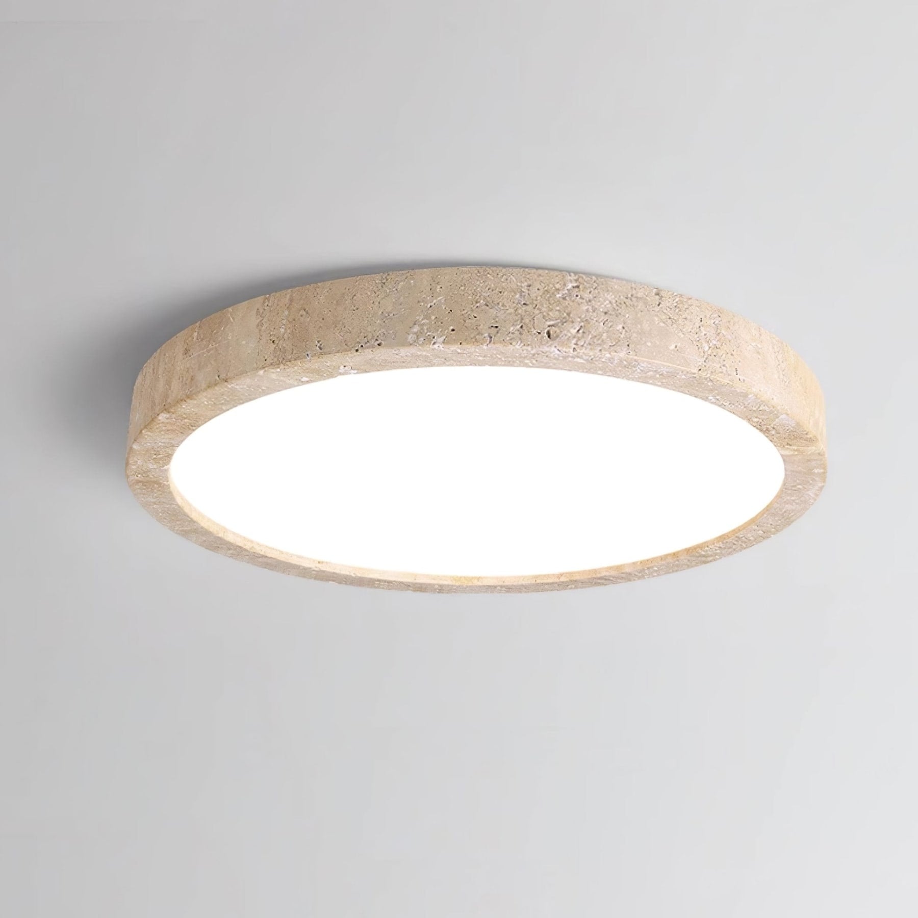 Modern Travertine Flush Mount Ceiling Light | Three-Colour LED Fixture for Living Room 7