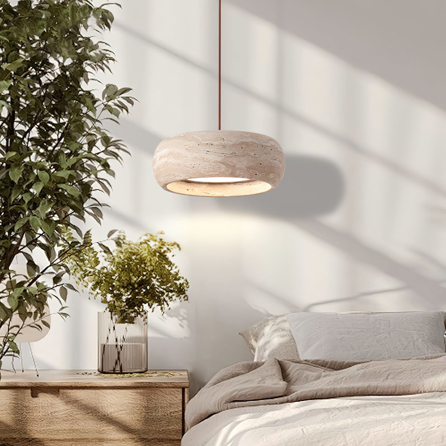 Modern Travertine Stone Pendant Light | Dimmable Remote Control for Kitchen 2