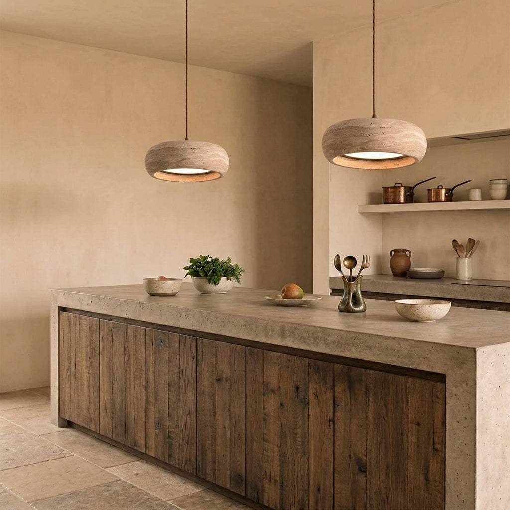 Modern Travertine Stone Pendant Light | Dimmable Remote Control for Kitchen 7