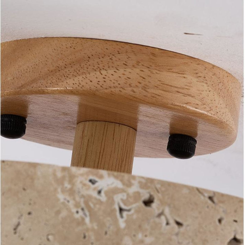 Modern Travertine and Wood Flush Mount Ceiling Light | Dimmable Warm Lighting for Living Room 6