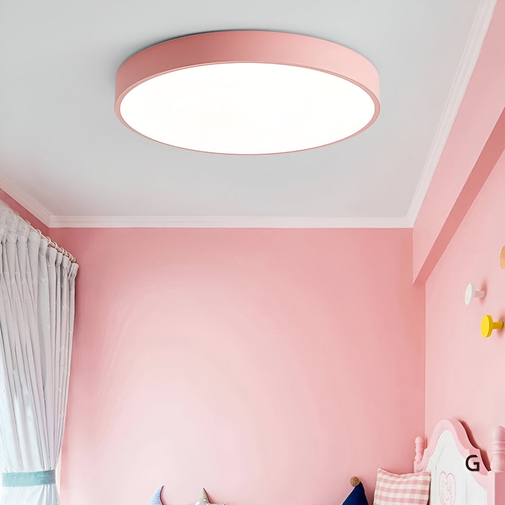 Modern White Iron LED Flush Mount Ceiling Light | Low-Profile Round Fixture for Living Room 8