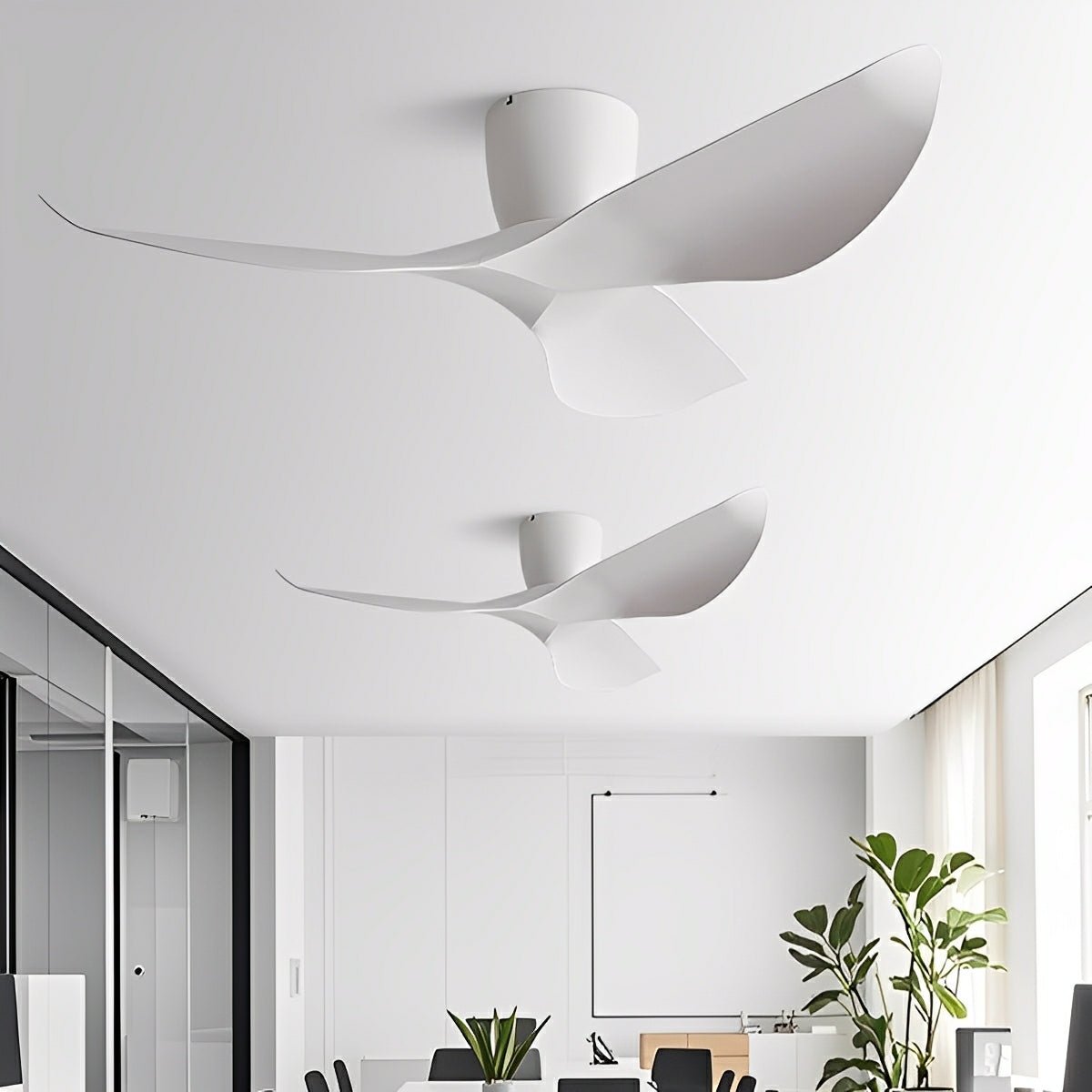 Modern White Walnut Wood Ceiling Fan | 6-Speed DC Motor with Remote Control for Living Room 0