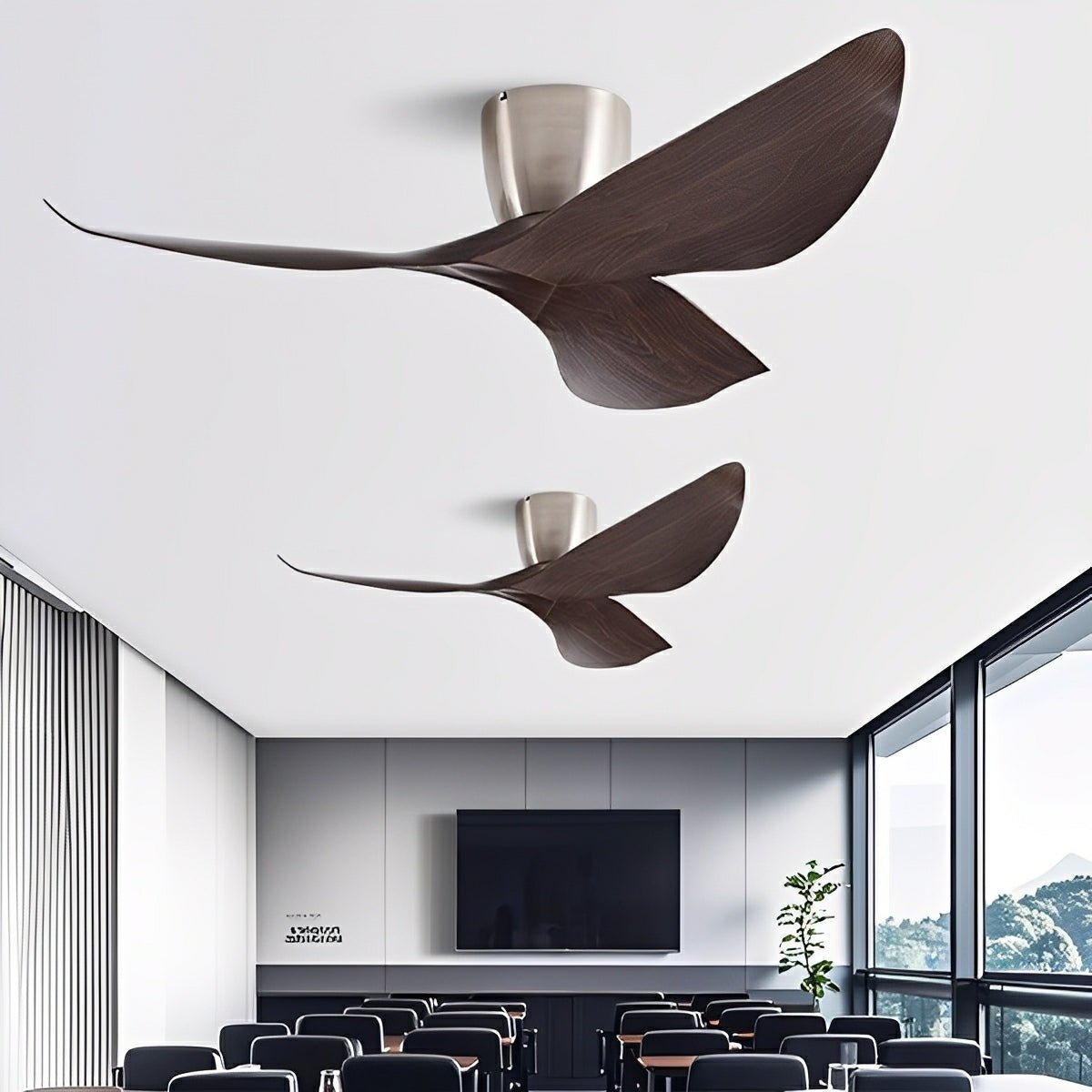 Modern White Walnut Wood Ceiling Fan | 6-Speed DC Motor with Remote Control for Living Room 5