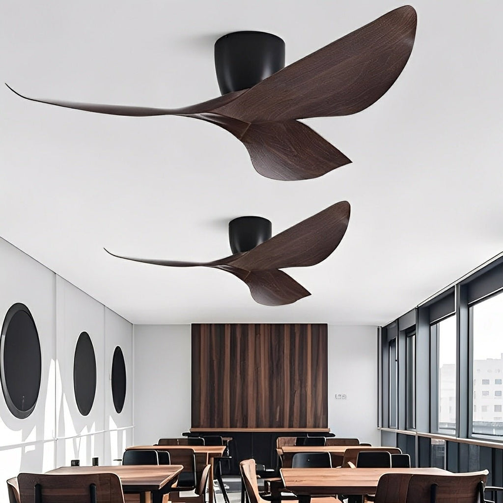 Modern White Walnut Wood Ceiling Fan | 6-Speed DC Motor with Remote Control for Living Room 6