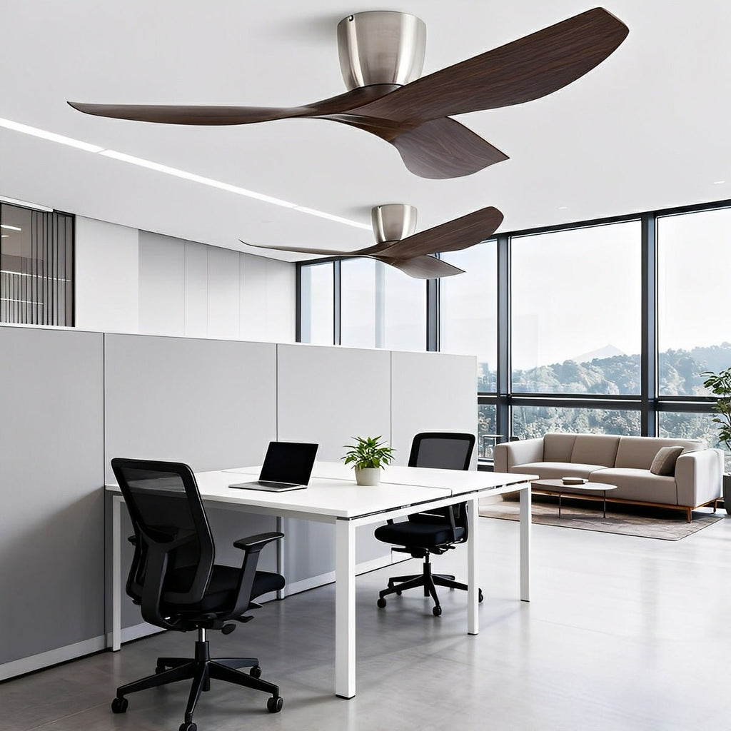 Modern White Walnut Wood Ceiling Fan | 6-Speed DC Motor with Remote Control for Living Room 8