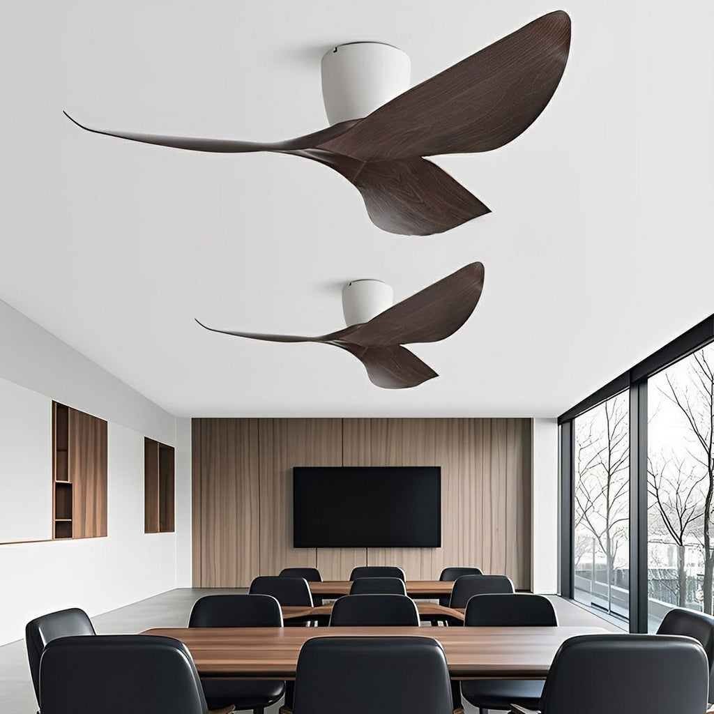 Modern White Walnut Wood Ceiling Fan | 6-Speed DC Motor with Remote Control for Living Room 9