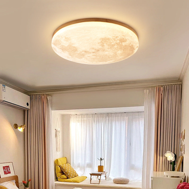 Modern Wood Flush Mount Ceiling Light | LED Acrylic Diffuser for Bedroom 2