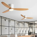 Modern Wood Grain Ceiling Fan with LED Light | Remote Control and 6-Speed Motor for Living Room 0