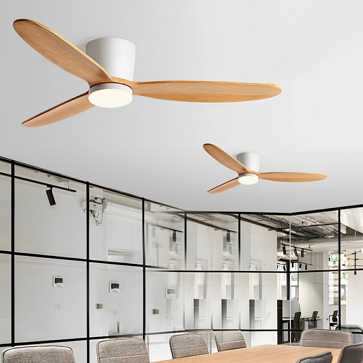 Modern Wood Grain Ceiling Fan with LED Light | Remote Control and 6-Speed Motor for Living Room 0