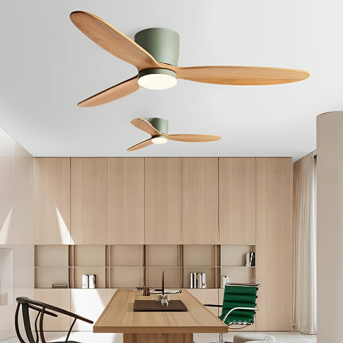 Modern Wood Grain Ceiling Fan with LED Light | Remote Control and 6-Speed Motor for Living Room 2