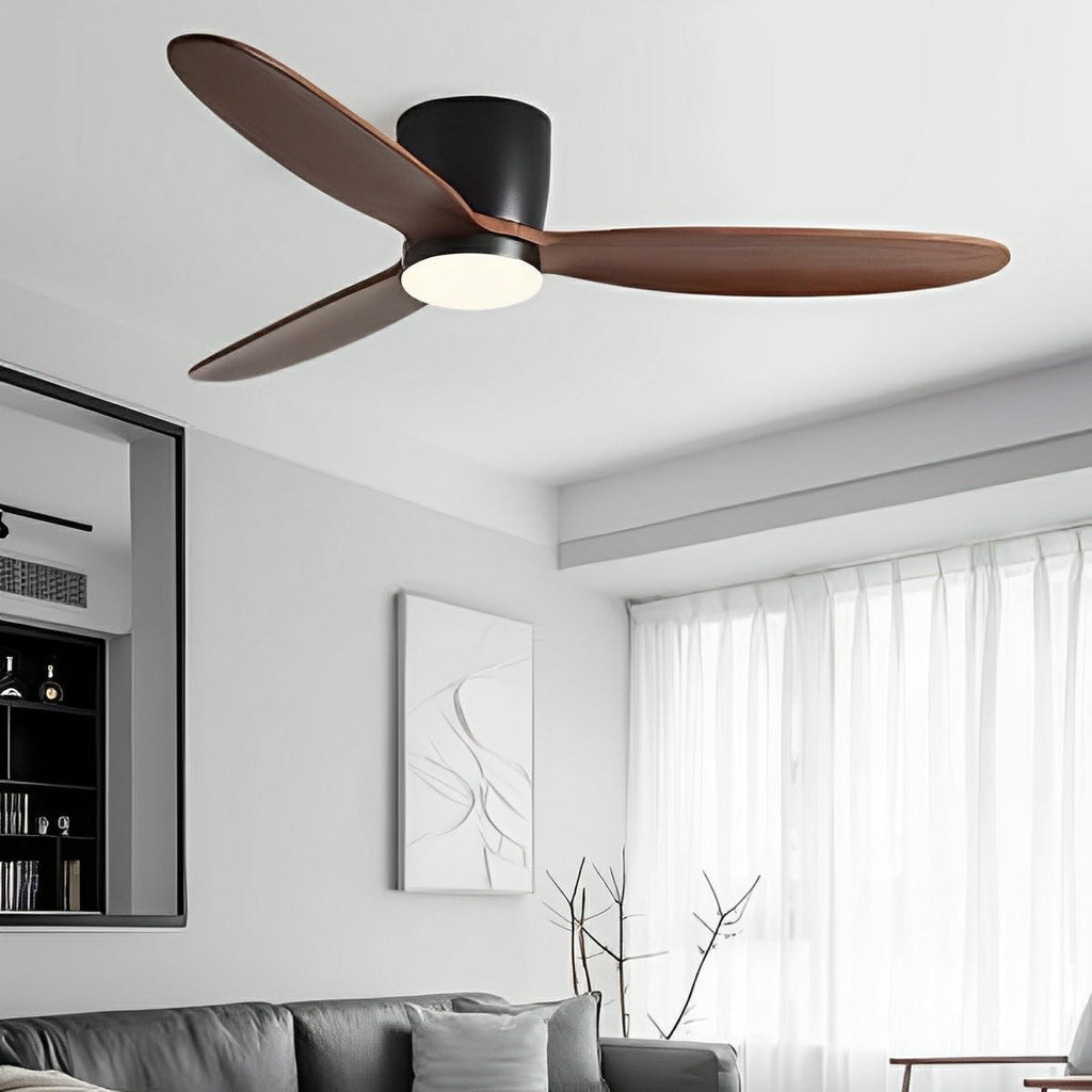 Modern Wood Grain Ceiling Fan with LED Light | Remote Control and 6-Speed Motor for Living Room 3