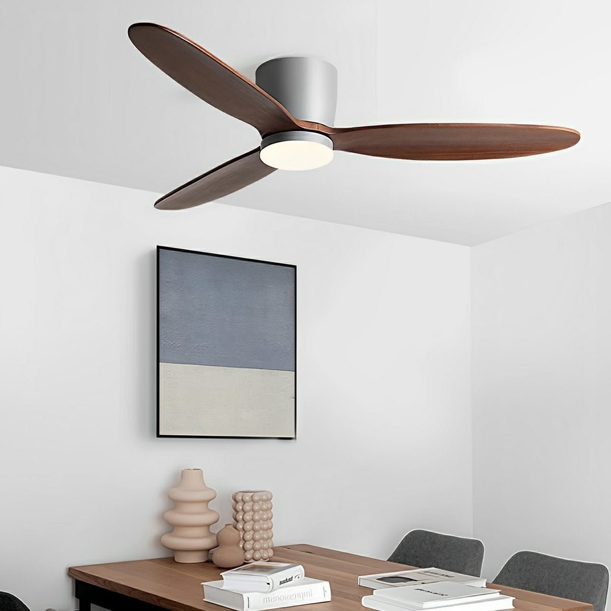 Modern Wood Grain Ceiling Fan with LED Light | Remote Control and 6-Speed Motor for Living Room 4