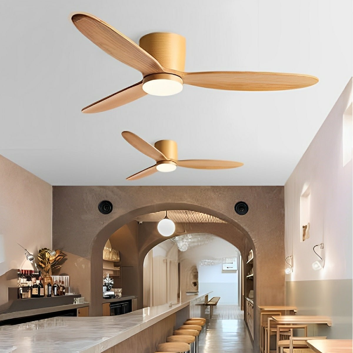 Modern Wood Grain Ceiling Fan with LED Light | Remote Control and 6-Speed Motor for Living Room 6