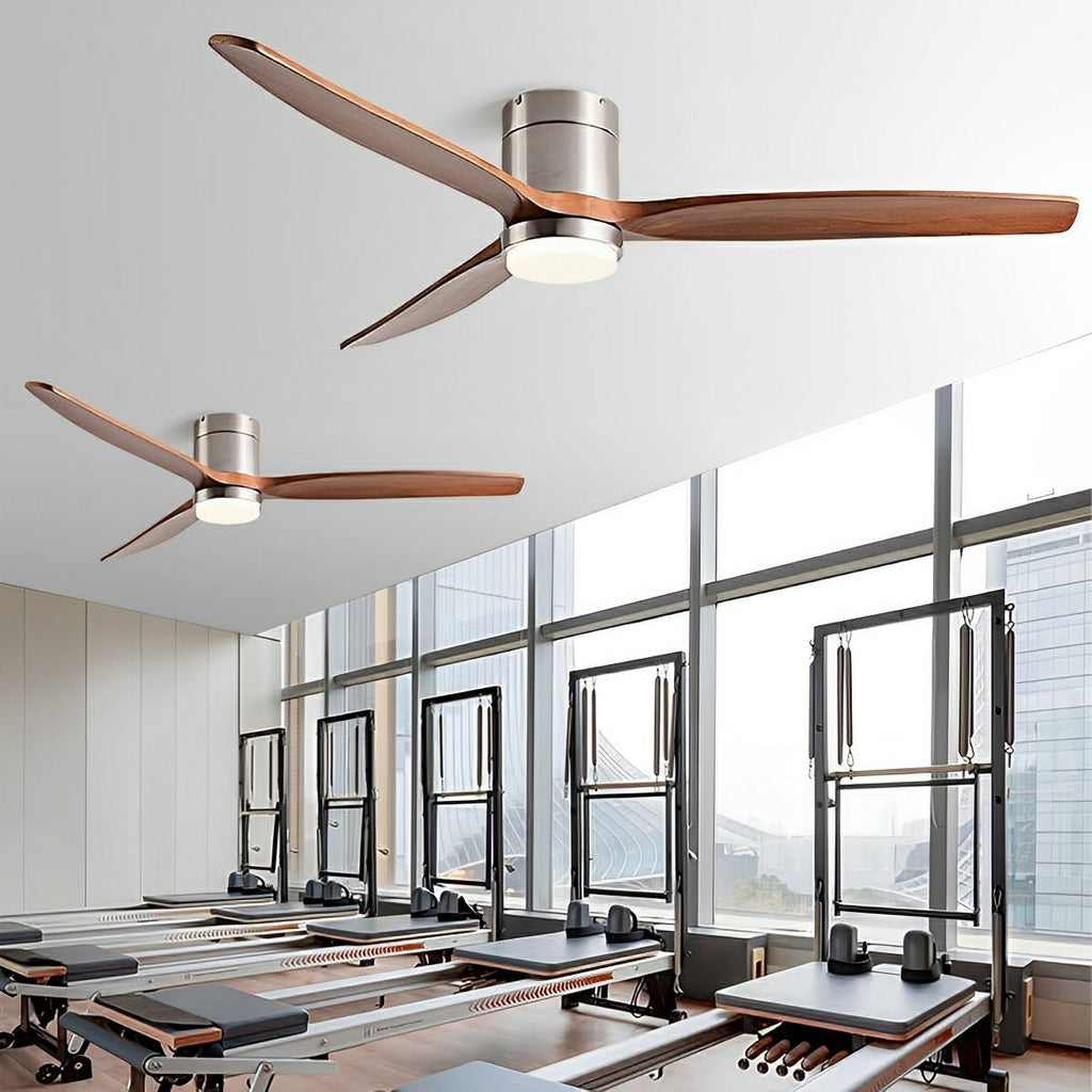 Modern Wood Grain Ceiling Fan with Lights | 6-Speed Remote Control for Living Room 0