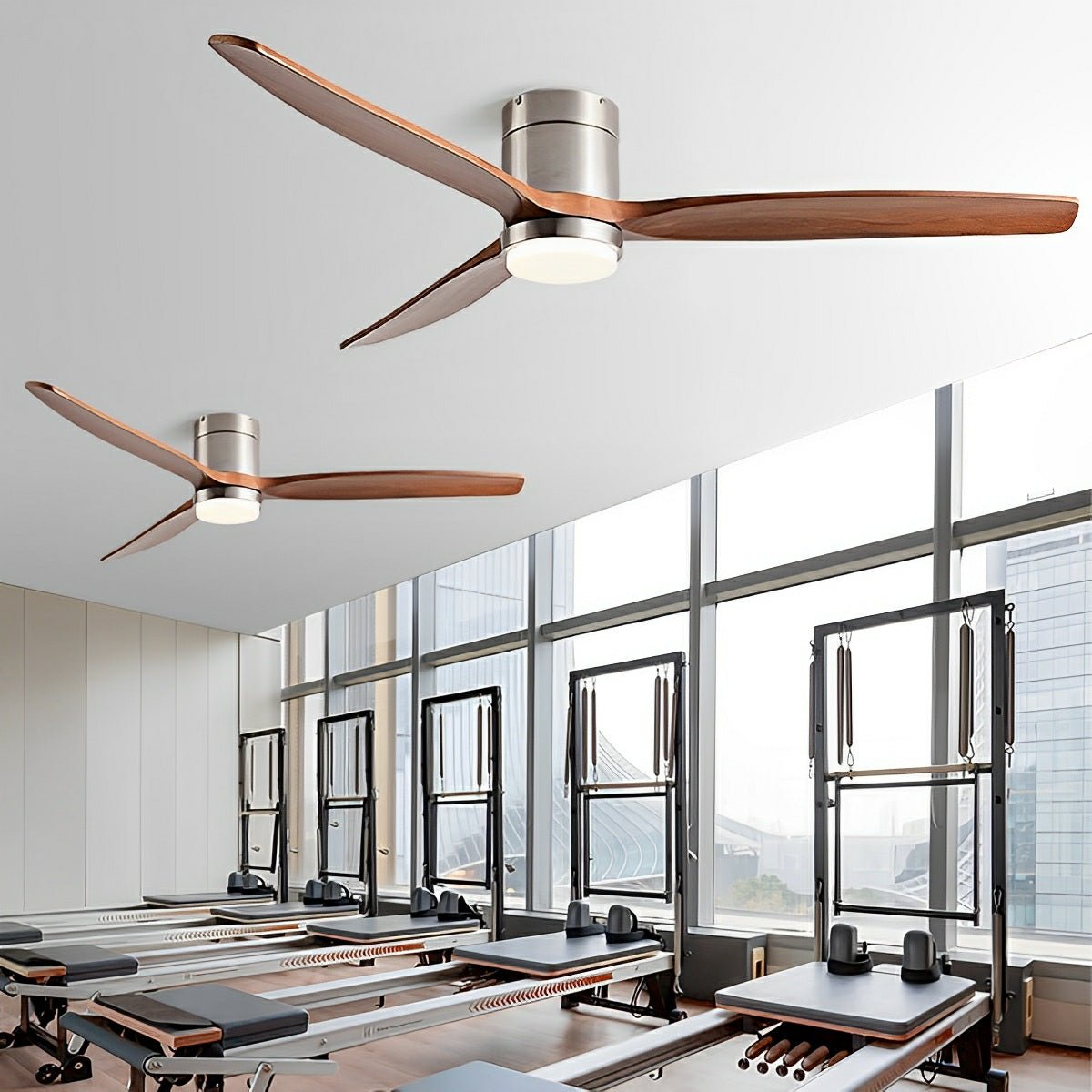 Modern Wood Grain Ceiling Fan with Lights | 6-Speed Remote Control for Living Room 0
