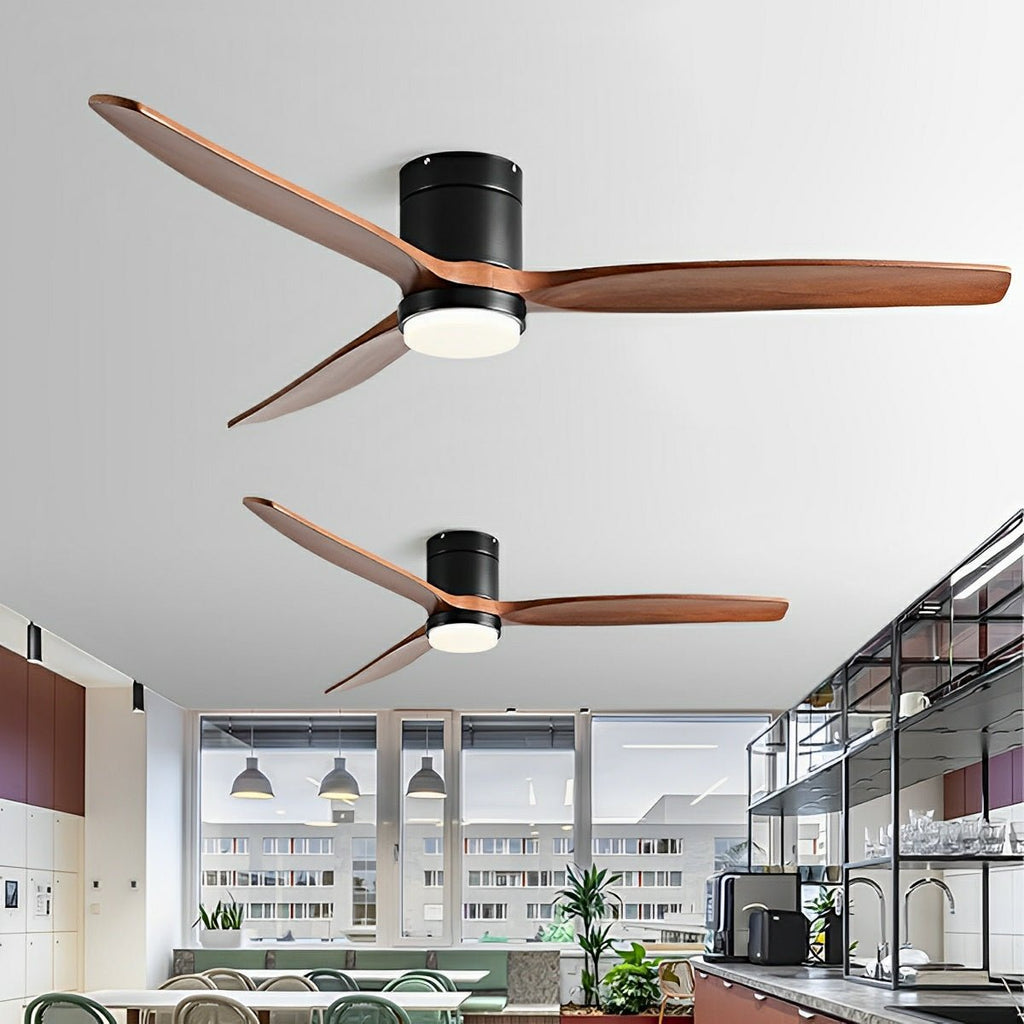 Modern Wood Grain Ceiling Fan with Lights | 6-Speed Remote Control for Living Room 1