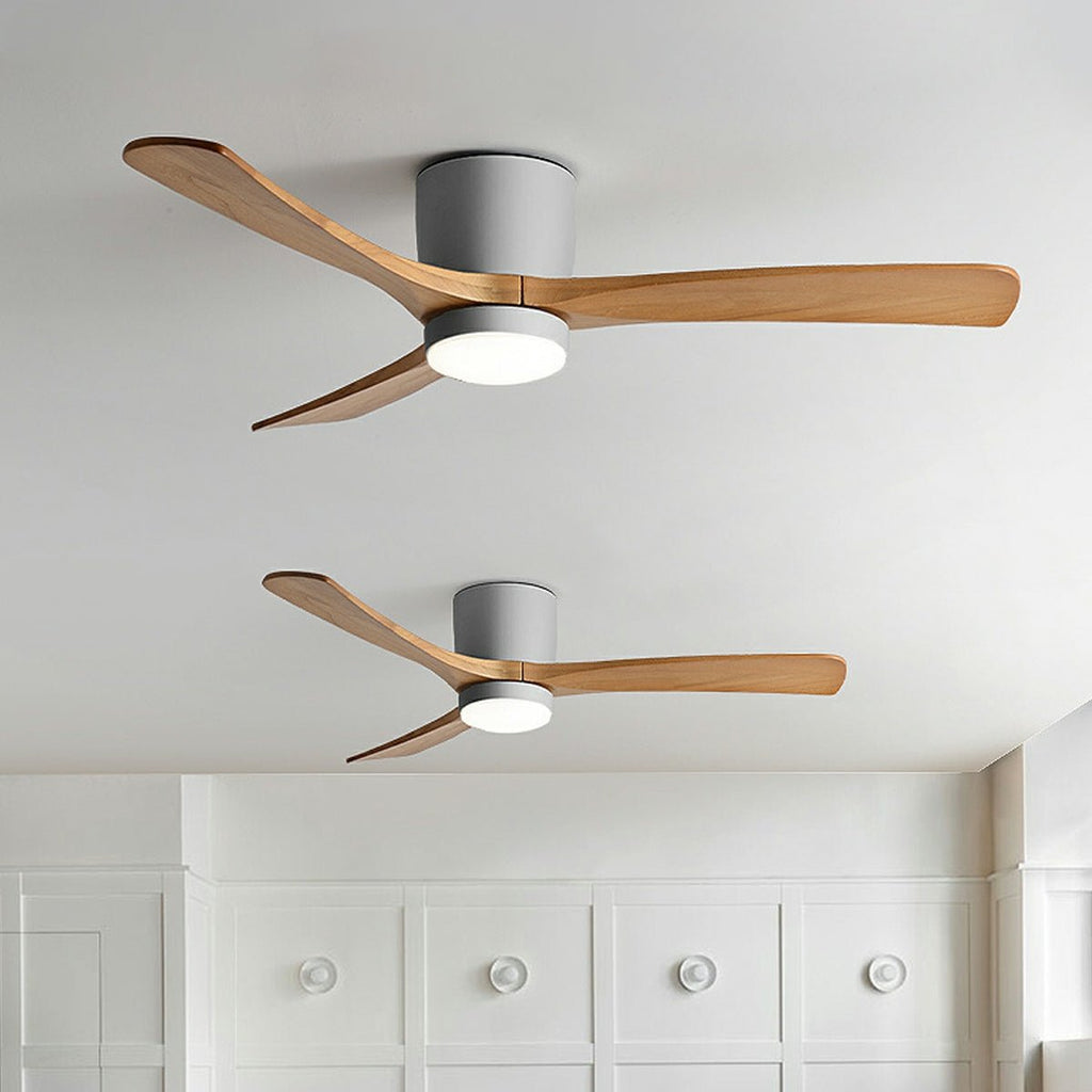 Modern Wood Grain Ceiling Fan with Lights and Remote | 6-Speed LED Lighting for Living Room 0