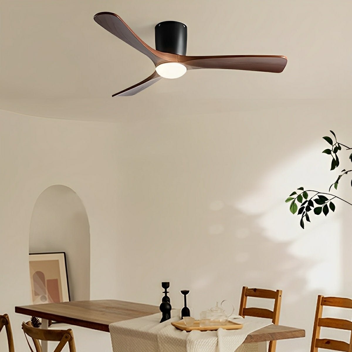 Modern Wood Grain Ceiling Fan with Lights and Remote | 6-Speed LED Lighting for Living Room 1