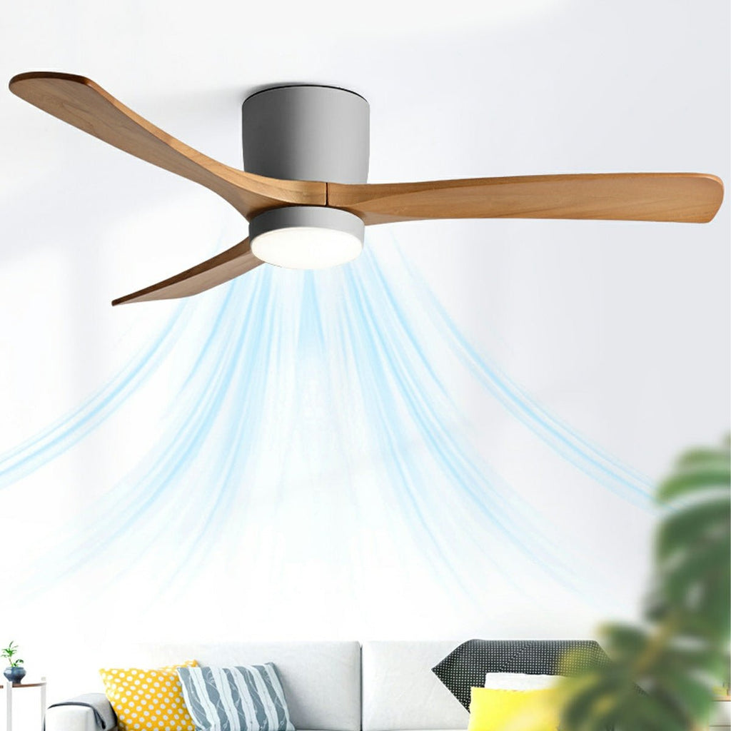 Modern Wood Grain Ceiling Fan with Lights and Remote | 6-Speed LED Lighting for Living Room 2