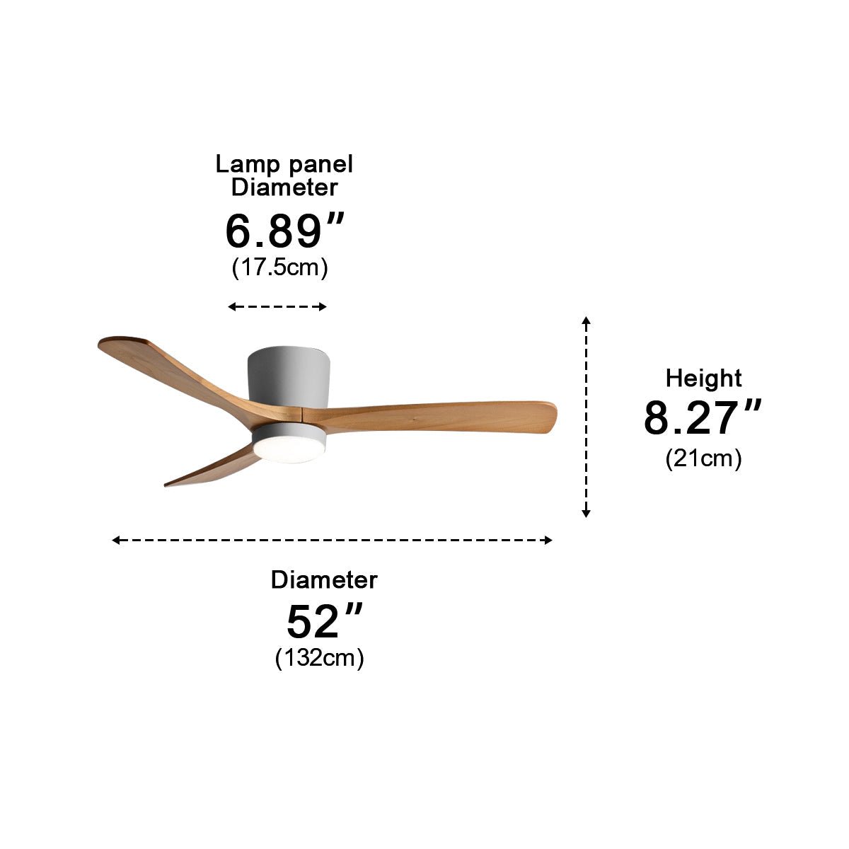 Modern Wood Grain Ceiling Fan with Lights and Remote | 6-Speed LED Lighting for Living Room 8