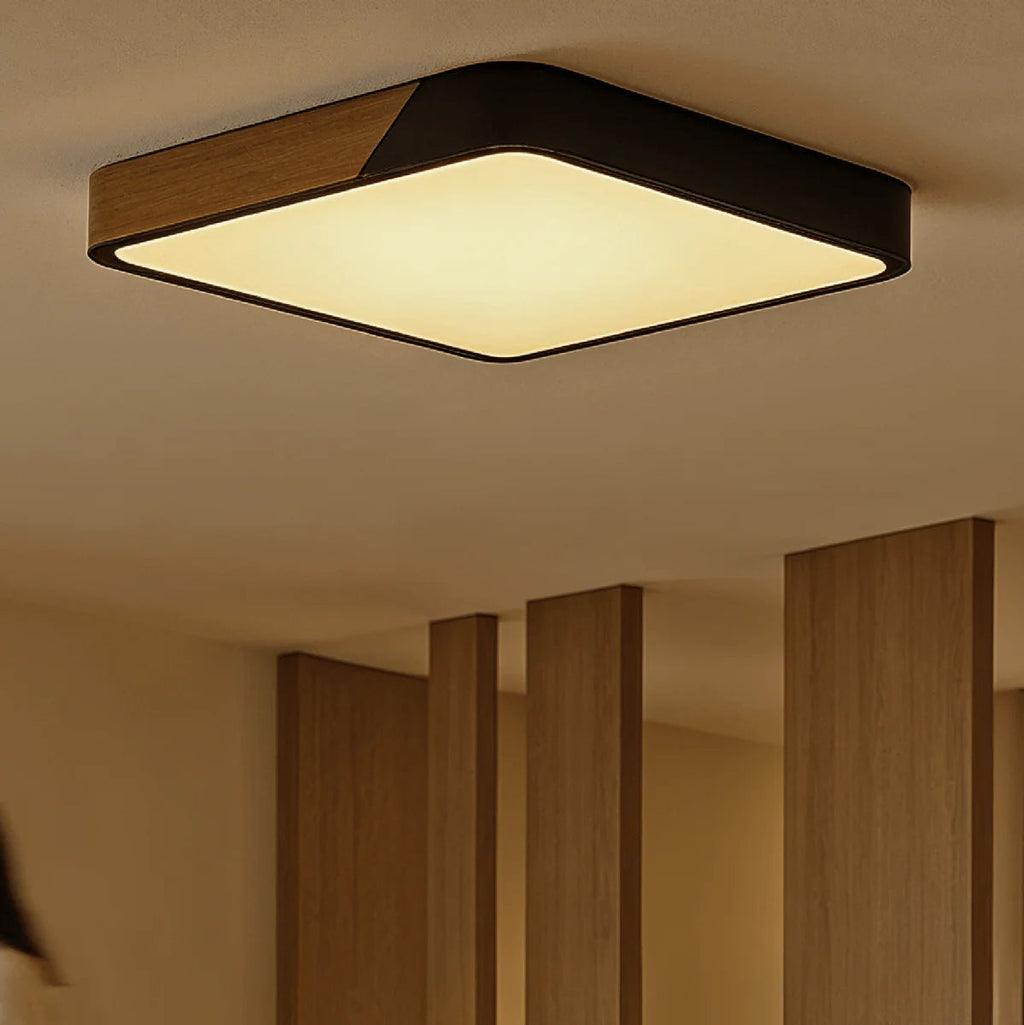 Modern Wood LED Flush Mount Ceiling Light | Slim Design for Living Room 1