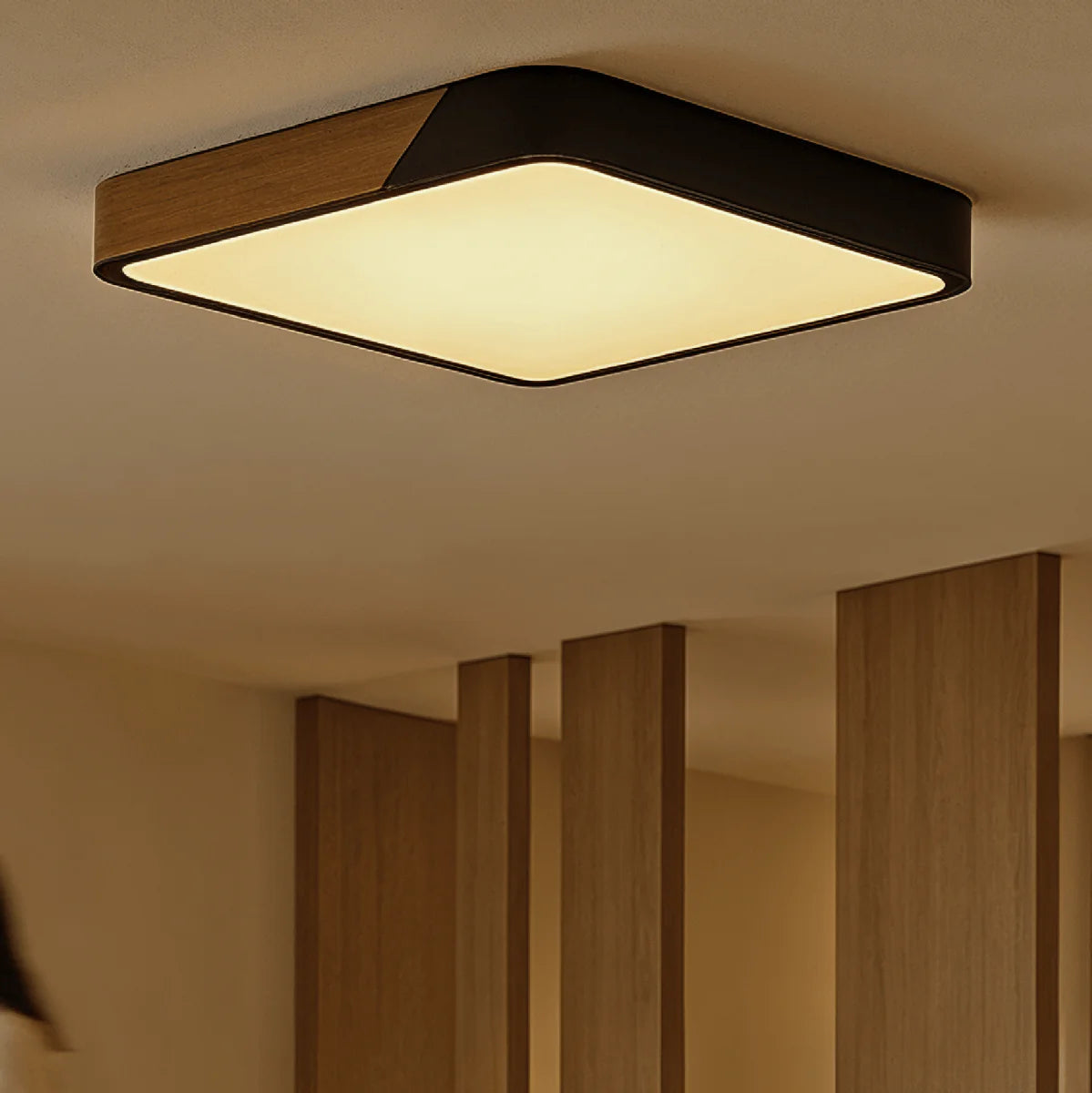 Modern Wood LED Flush Mount Ceiling Light | Slim Design for Living Room 1