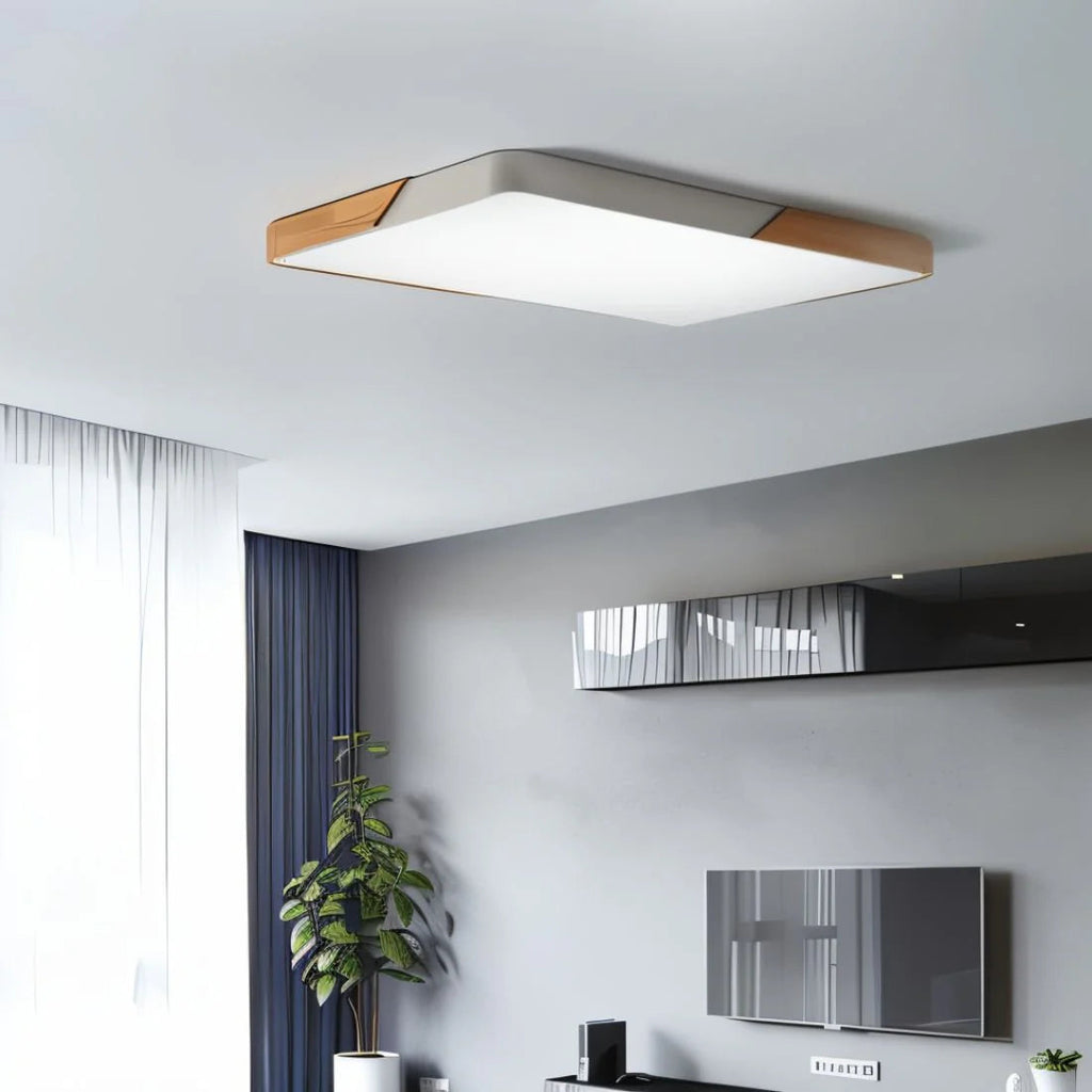 Modern Wood LED Flush Mount Ceiling Light | Slim Design for Living Room 4