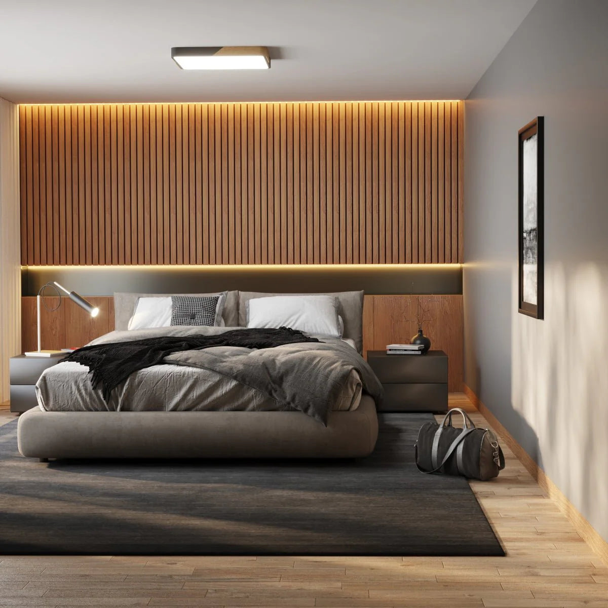 Modern Wood LED Flush Mount Ceiling Light | Slim Design for Living Room 5