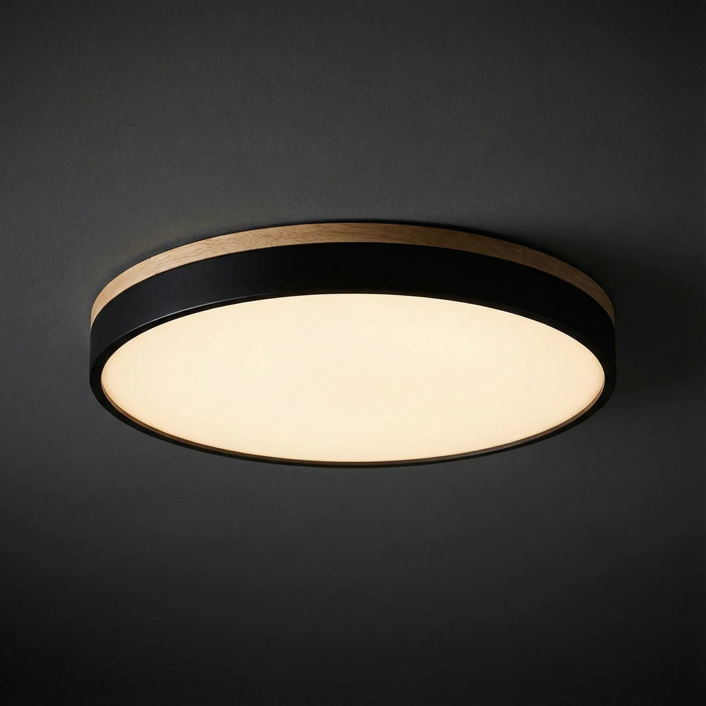 Modern Wood Trim Flush LED Ceiling Light | Dimmable with Remote for Living Room 1