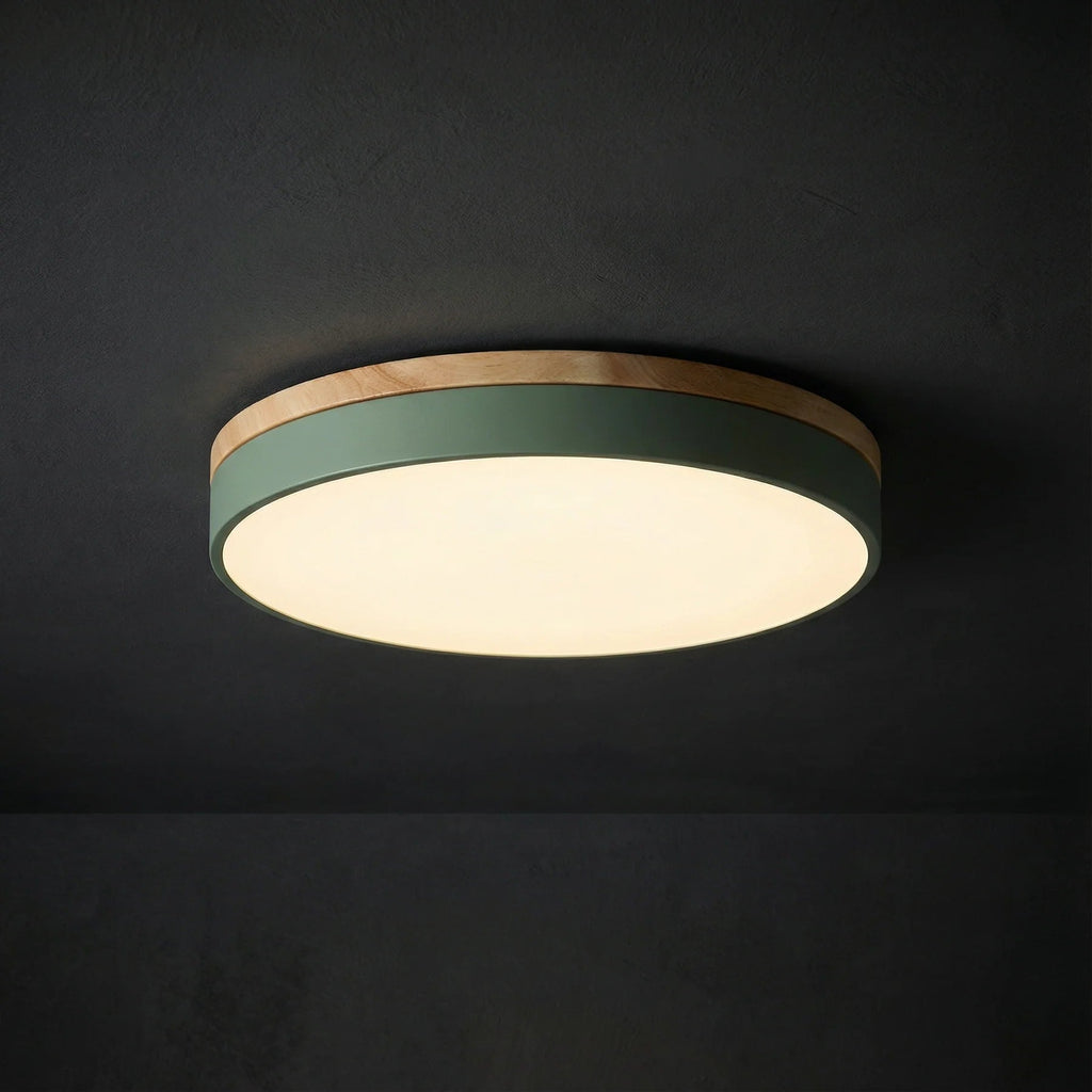 Modern Wood Trim Flush LED Ceiling Light | Dimmable with Remote for Living Room 3