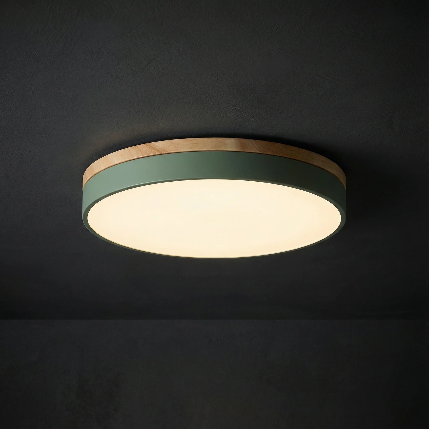 Modern Wood Trim Flush LED Ceiling Light | Dimmable with Remote for Living Room 3