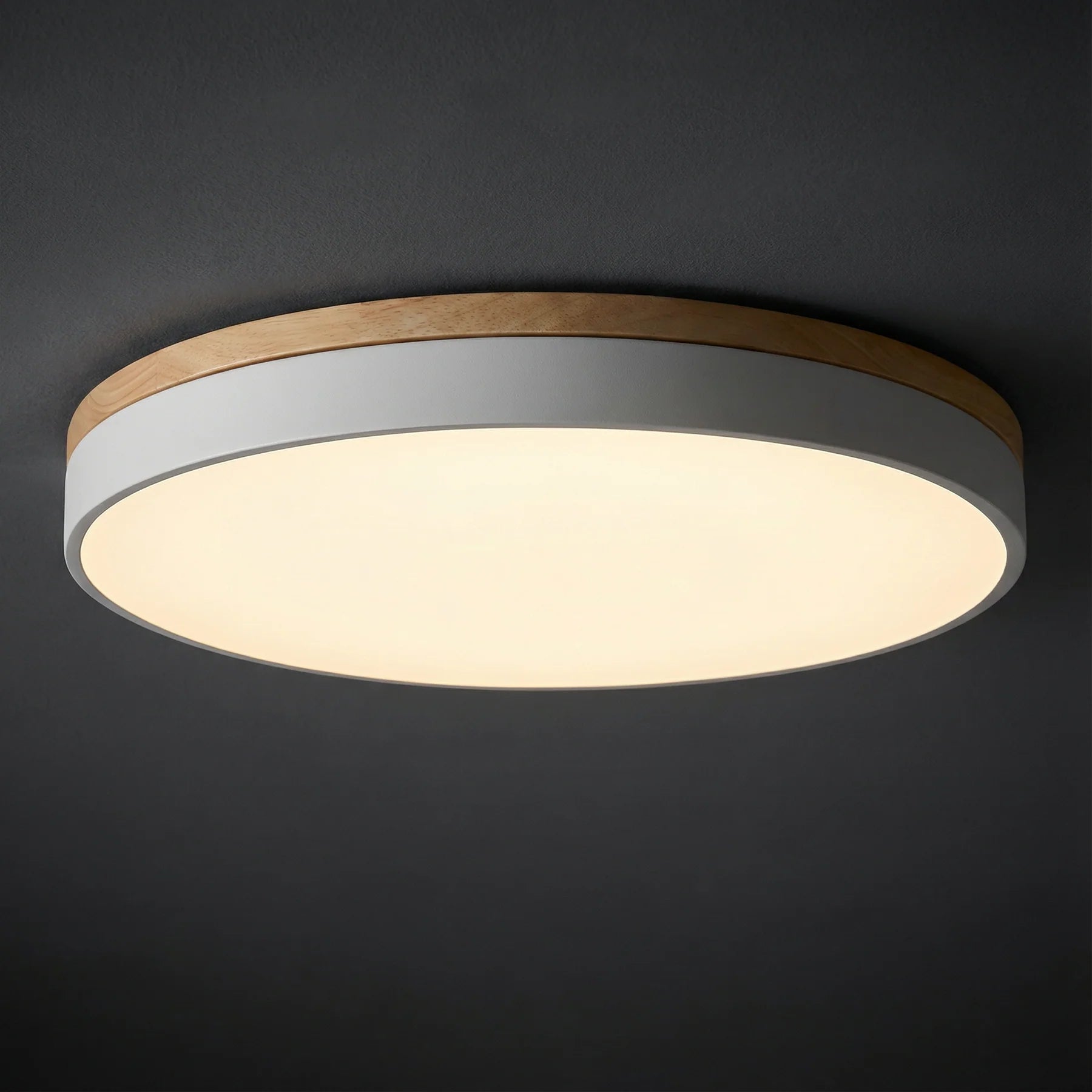 Modern Wood Trim Flush LED Ceiling Light | Dimmable with Remote for Living Room 4