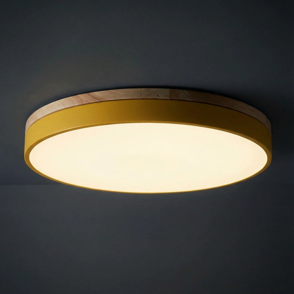 Modern Wood Trim Flush LED Ceiling Light | Dimmable with Remote for Living Room 5
