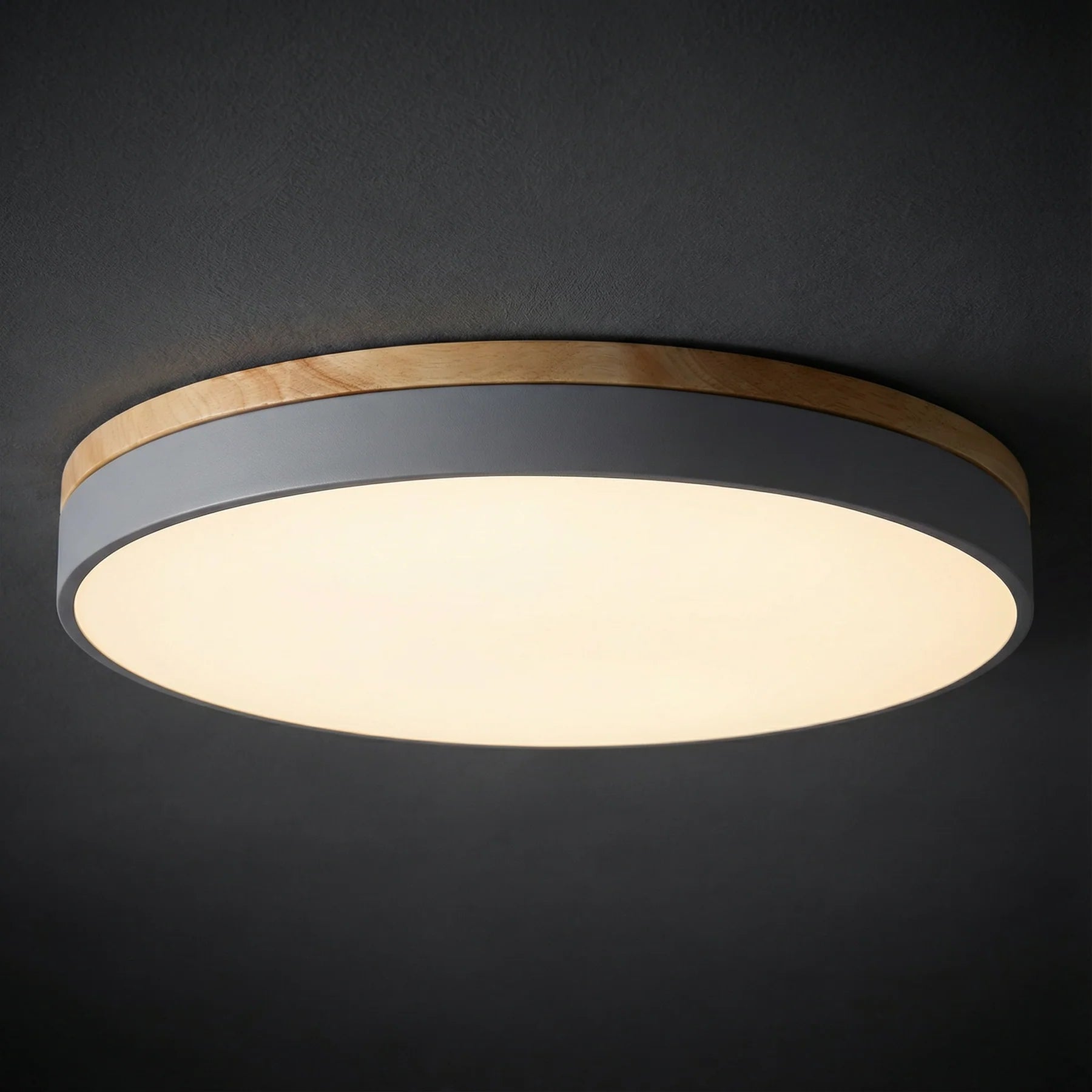 Modern Wood Trim Flush LED Ceiling Light | Dimmable with Remote for Living Room 6
