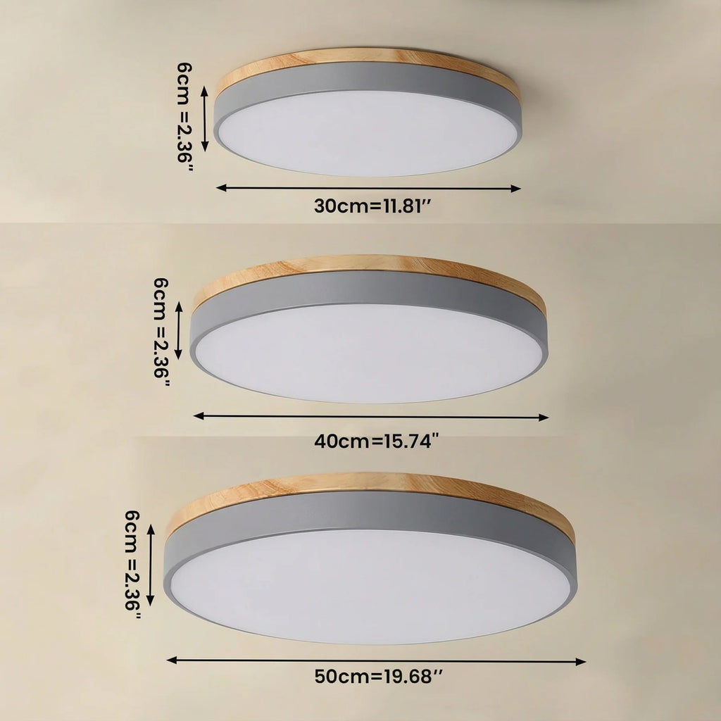 Modern Wood Trim Flush LED Ceiling Light | Dimmable with Remote for Living Room 7