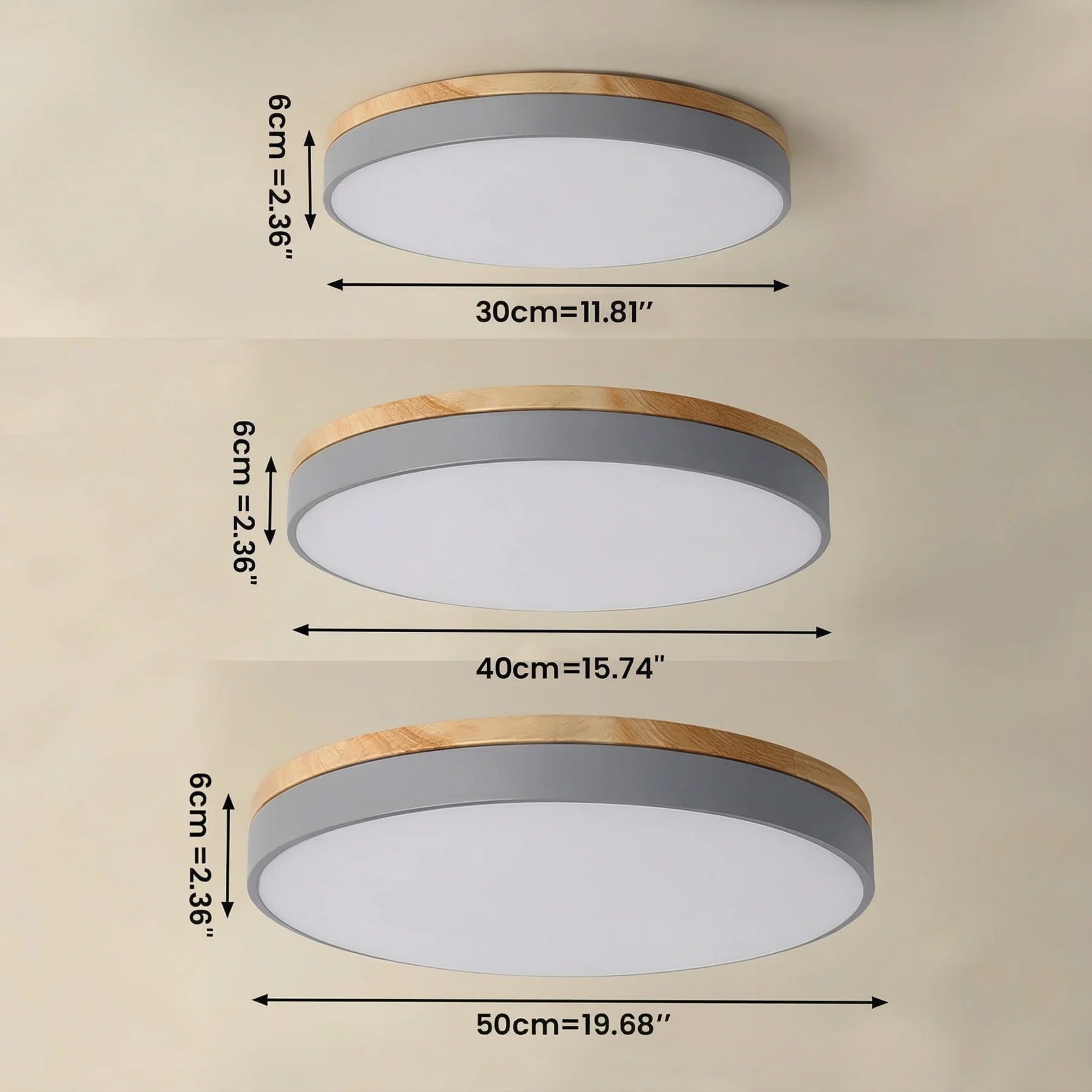 Modern Wood Trim Flush LED Ceiling Light | Dimmable with Remote for Living Room 7