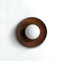 Nordic Natural Wood Wall Sconce with Globe Glass Shade | Hardwired LED Lighting for Bedroom 0