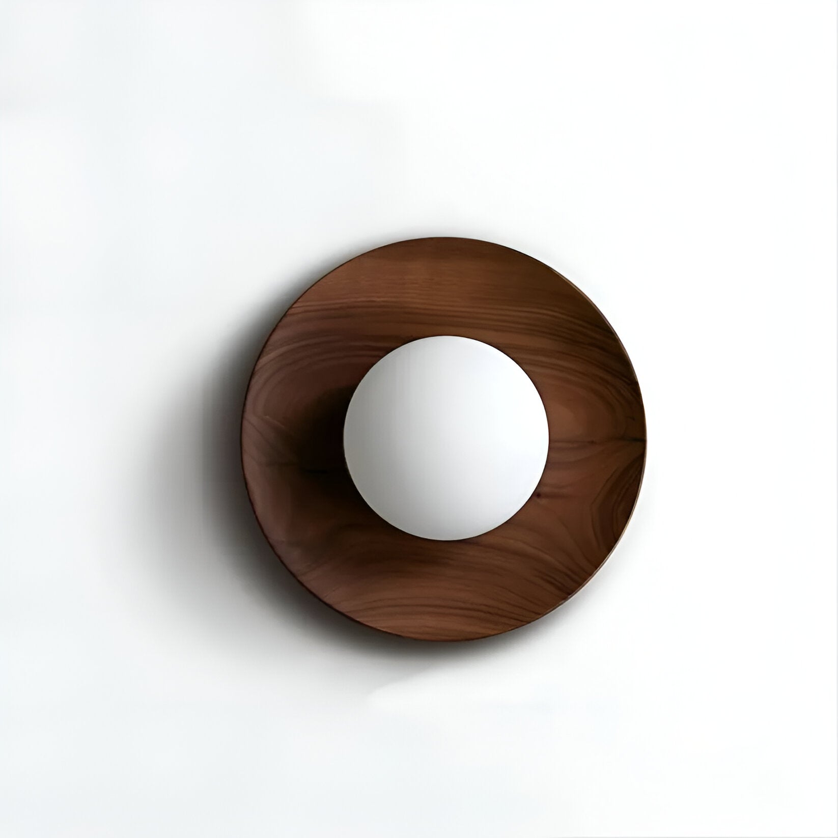 Nordic Natural Wood Wall Sconce with Globe Glass Shade | Hardwired LED Lighting for Bedroom 0