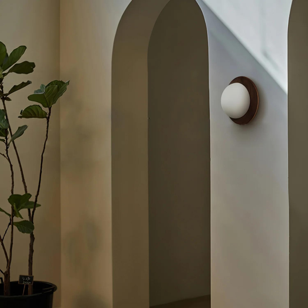 Nordic Natural Wood Wall Sconce with Globe Glass Shade | Hardwired LED Lighting for Bedroom 5